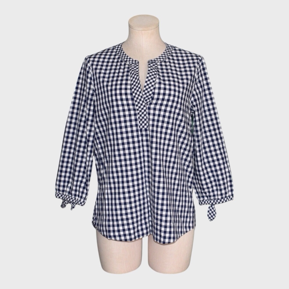 Vineyard Vines Mixed Gingham Tie Sleeve Top‎